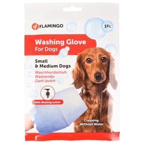 Рукавиця-серветка для догляду за вовною собак без води Flamingo Washing Glove Dog, розмір S
