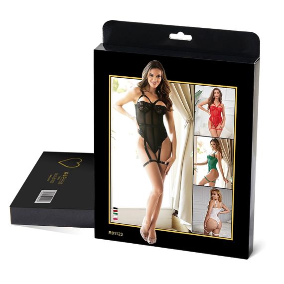 Кружевное боди Star Night с доступом и подтяжками, черное, XS-S sexstyle | Зображення 9