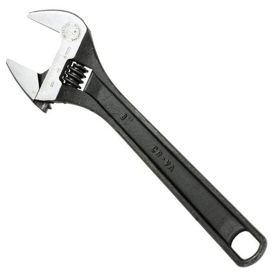 Ключ розвідний 200 мм, Cr-V, чорний, фосфатований, з полірованою головкою INTERTOOL XT-00581 | Зображення 1