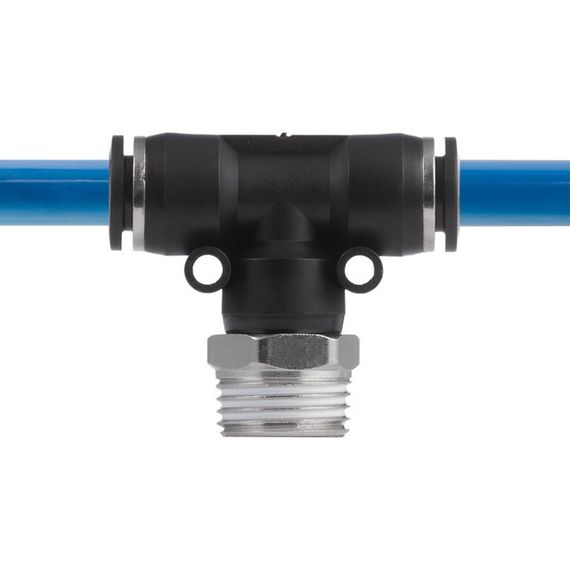 Цангове з'єднання Т-подібне для поліуретанових та ін. шлангів 10*10 мм, 1/2" зовн. різьба INTERTOOL PT-2363 | Зображення 3