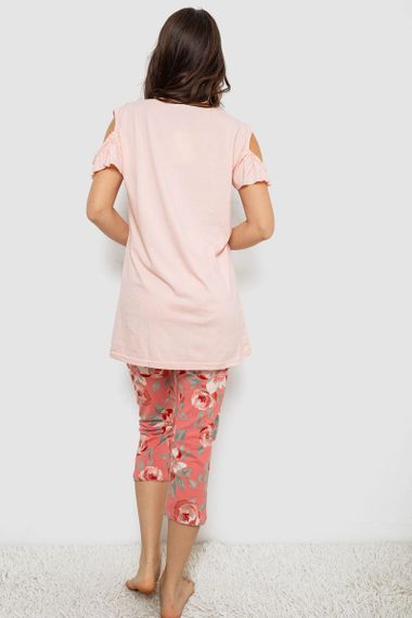 Пижама женская с принтом  -уценка, цвет персиковый, 243R1602-003-U-2 | Зображення 3