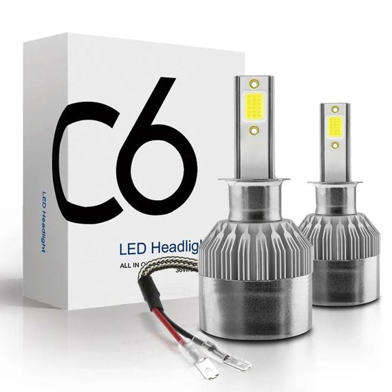 Комплект автомобильных LED ламп C6 H1 2шт, 36W / Светодиодные автолампы для фар