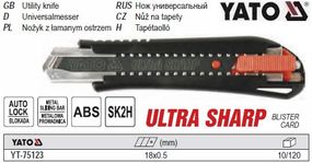 Нож YATO Польща ниж висувне лезо M=18 мм YT-75123