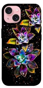 Чохол з картинкою Flowers on black для Apple iPhone 15 (6.1")