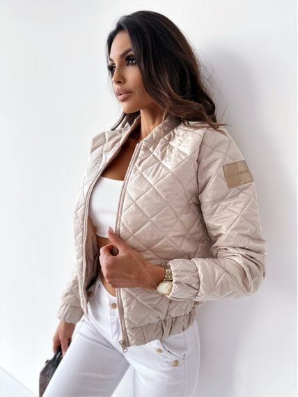 Женская короткая стеганая куртка демисезонная силикон 150, NA1041 цвет бежевый, размер 50/52 | Зображення 1