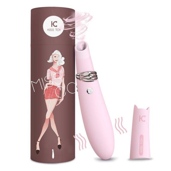 Вакуумный стимулятор с вибрацией KisToy Miss CC Pink, можно использовать как вибратор, диаметр 36мм | Зображення 6