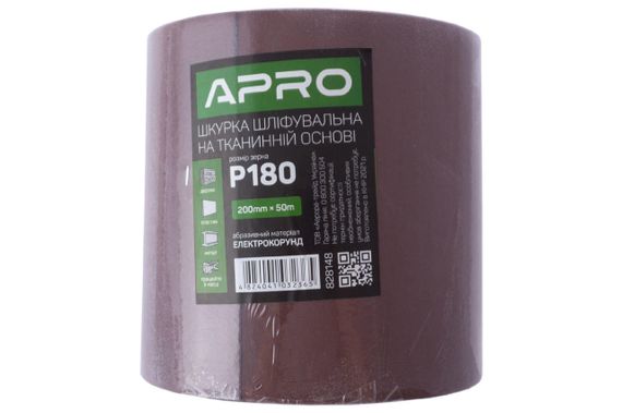 Шлифовальная шкурка Apro - 200 мм x 50 м x P180 тканевая (828148) | Зображення 4