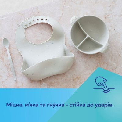Тарілка дитяча Canpol babies DOTS силіконова на присосці з секціями, рожева (51/403_pin) | Зображення 3