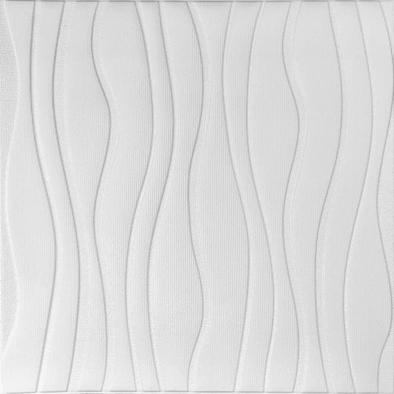 Самоклеюча декоративна настінно-стельова 3D панель хвилі 600*600*6mm (160) SW-00001199