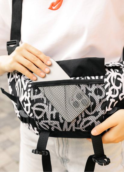 Большая женская поясная сумка бананка Sambag DynamicDart принт "Graphity" 38×21×7 см (80411715) | Зображення 3