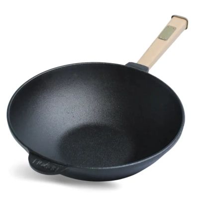 Сковорода Brizoll чавунна WOK з дерев&apos;яною ручкою 2,2 л 240х70 мм (W24H)