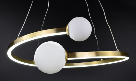 Люстра світлодіодна підвісна LED світильник для квартири на стелю лед 26815 Латунь 40-150х50х55 см. | Зображення 2