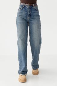 Джинси  Straight leg з потертостями - джинс цвет, 38р (є розміри)