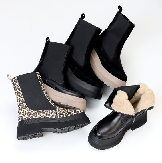 Ефектні шкіряні черевики челсі на потовщеній підошві сезон зима | Зображення 8