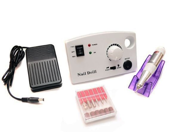 Фрезер для манікюру Nail Drill Pro ZS-602 65 Вт 45 000 оборотів з педаллю та насадками Білий | Зображення 4