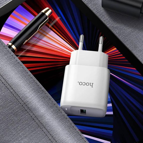 СЗУ Hoco C140A Smart QC3.0 18W (1USB-A) + кабель USB to MicroUSB White | Зображення 3