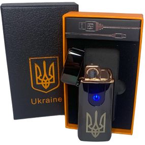 Электрическая и газовая зажигалка Украина (с USB-зарядкой) HL-431. QY-379 Цвет: черный