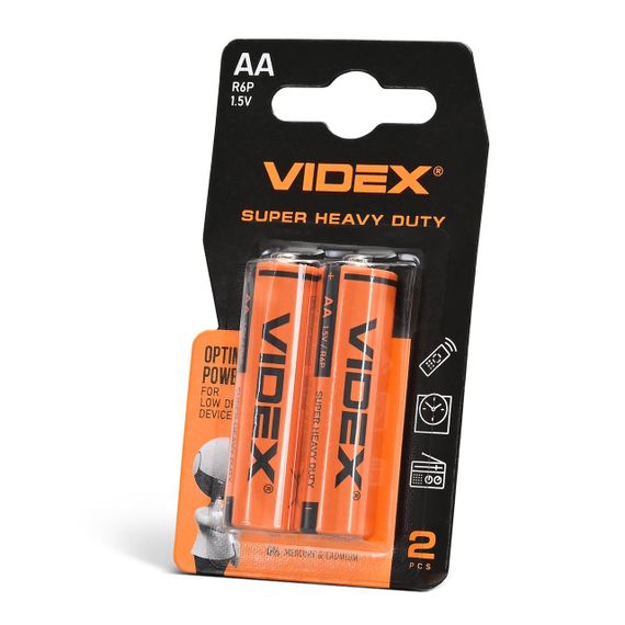 Батарейка сольова Videx R6P/AA 2шт SMALL BLISTER