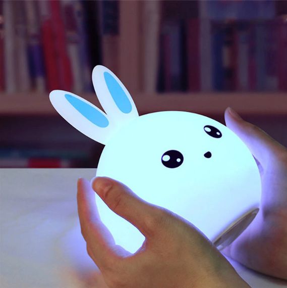 Дитячий світильник – нічник Зайчик LED Rabbit Soft Touch силіконовий із вбудованим акумулятором ∙ 7 режимів свічіння | Зображення 1