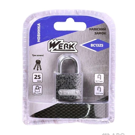 Замок навесной железный BC1325 25 мм Werk