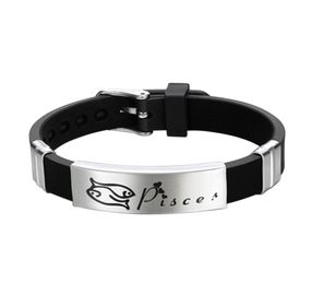 Силиконовый браслет Primo Zodiac - Pisces (Рыбы) - Black