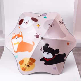 Парасолька дитяча механічна елегантна з принтом міцна надійна з поліестеру діаметр 90 см Бежевий HP-23-13BE