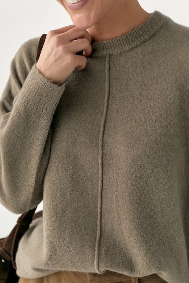 В'язана вільна кофта з декоративним швом - кавовий цвет, ONE SIZE (є розміри) | Зображення 3