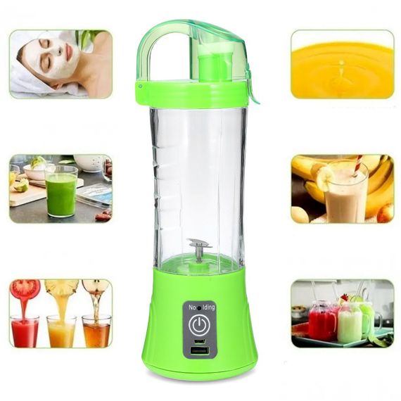 Аккумуляторный мини-блендер на 400мл Juicer NG-01, 2000мАч, USB, Зеленый / Блендер-шейкер с PowerBank | Зображення 8