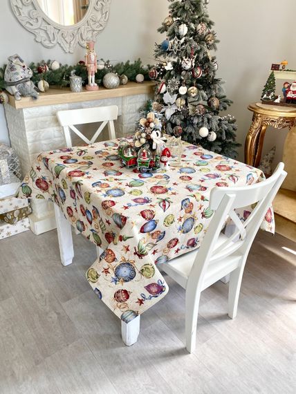 Скатертина гобеленова FIESTA Limaso, 137x260, Прямокутна, Новорічний, Золотий люрекс, 60% поліестер, 24% бавовна, 16% акрил, Гобелен | Зображення 2