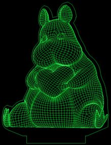 Акриловый светильник-ночник Бегемот с сердцем зеленый tty-n000706