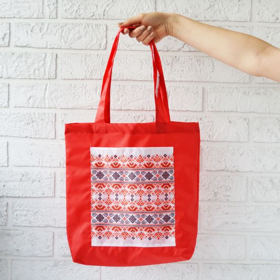 Сумка шопер  з кишенею 4Profi "Вишиванка" 01 оксфорд померанчова 37400