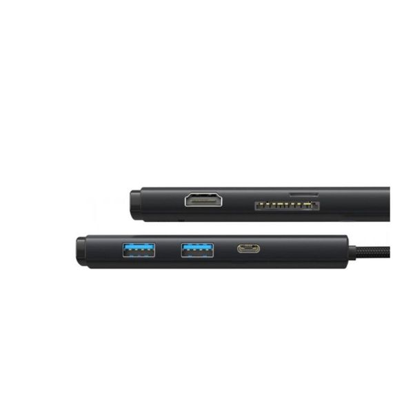 USB-Hub Baseus Lite Series 6-Port Type-C HUB Docking Station (Type-C to HDMI+USB3.0*2+Type-C Data+SD/TF) Black | Зображення 2