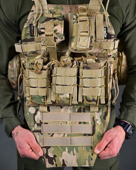 Качественная плитоноска 4 сброса с напашником Attack мультикам  ПП7563 | Зображення 3