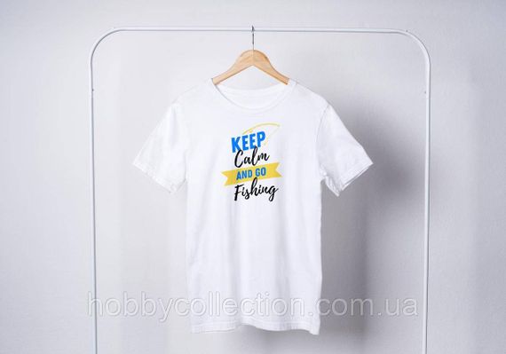 Футболка чоловіча із принтом "Keep calm and go fishing" біла | Зображення 2
