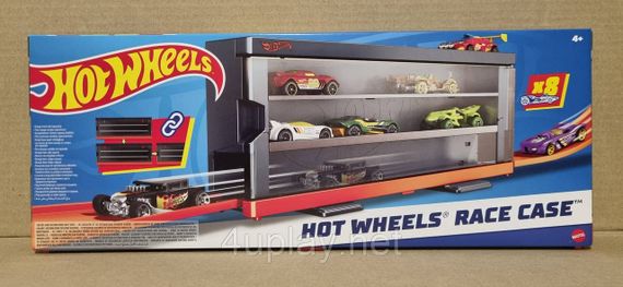 Прозорий кейс дисплей + 8 машинок Хот Вілс Hot Wheels Race Case with 8 Toy Cars Інтерактивний контейнер | Зображення 1