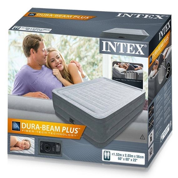 Надувная кровать велюр с насосом 220V Intex 64418 | Зображення 4