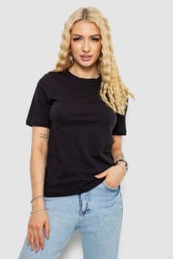 Футболка жіноча однотонна, колір чорний, 241R1800