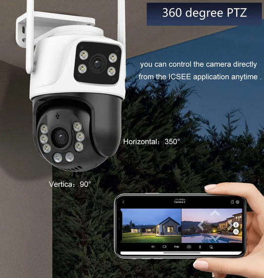 Зовнішня IP WiFi камера QEARIM EP6-QQ-6M 3+3MP icsee Dual Lens | Зображення 1