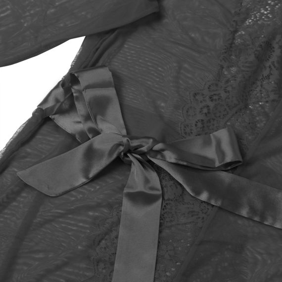 Халатик Star Night с узорами и поясом, черный, XS-S sexstyle | Зображення 4