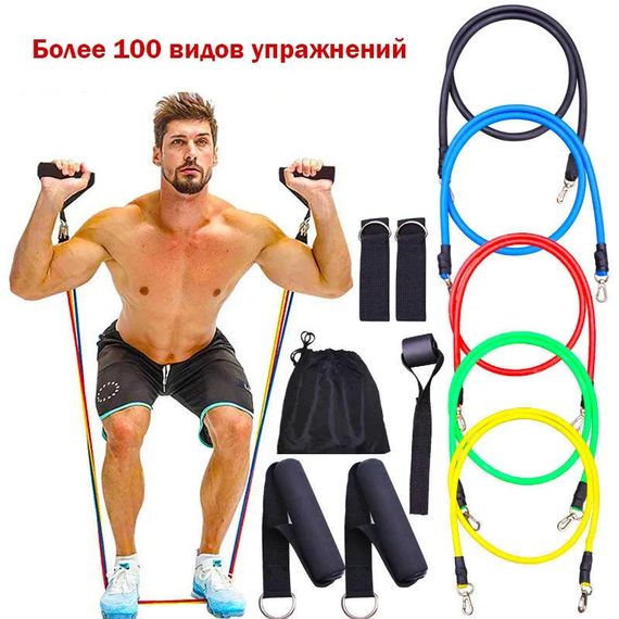 Фитнес резинки резинка эспандер для фитнеса упражнения exercise pipe, Комплект эспандеров 5 штук UA-30 | Зображення 4