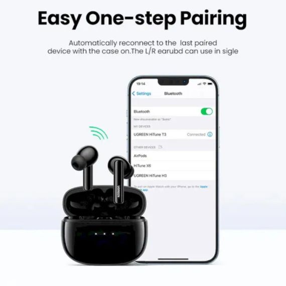 Беспроводные наушники UGREEN WS106 HiTune T3 Active Noise-Cancelling Wireless Earbuds (Black)(UGR-90401) | Зображення 7