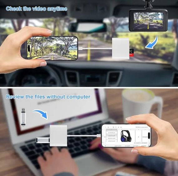 Универсальный кард-ридер 3-в-1 (SD/TF/CF) с Type-C и USB-портами, OTG-адаптер для телефонов, ноутбуков и др. | Зображення 9