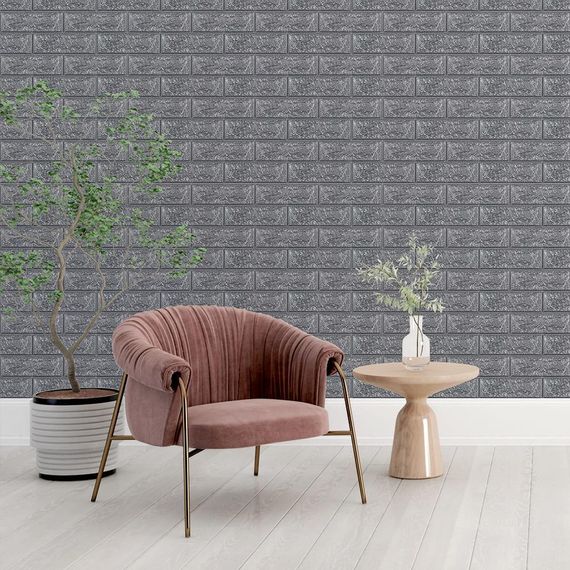 3D панель самоклеющаяся кирпич Серебро 700х770х5мм (017-5) SW-00000038 | Зображення 4