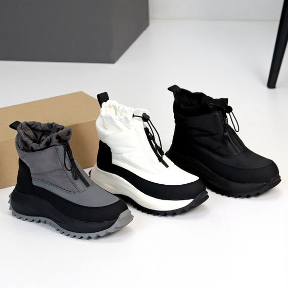 Спортивные серые ботинки дутики водонепроницаемые с фиксатором | Зображення 9