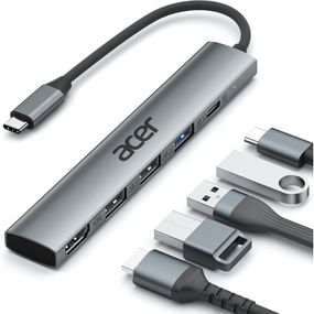 Концентратор Acer 5-в-1 USB-C — багатопортовий адаптер із 4K HDMI, потужністю 100 Вт і 3 портами USB-A