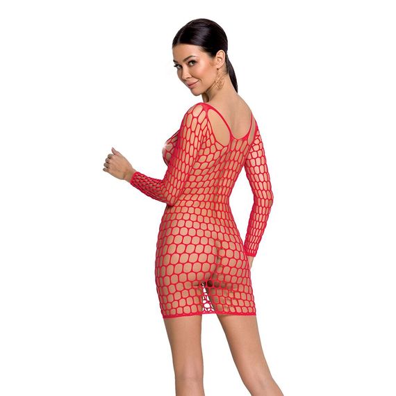 Бодістокінг-сукня з глибоким коміром Passion BS093 red, довгі рукави, One size | Зображення 1