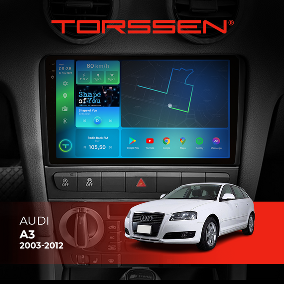 Штатна магнітола Torssen 2K Audi A3 03-12 F96128 4G Carplay DSP