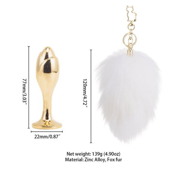 Металева анальна пробка Крихітний хвіст LOCKINK SEVANDA White Bunny-Tail Anal Rose-shape Plug Sex Aura | Зображення 6