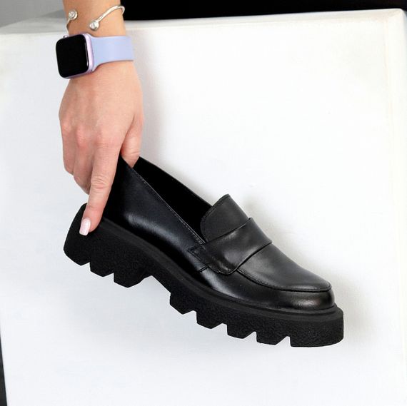 Повседневные черные кожаные туфли лоферы современный дизайн 38