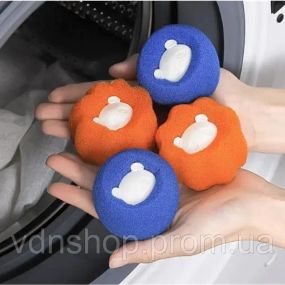 Многоразовые шарики для стирки мячики против шерсти животных ворса волос Korni 2 шт